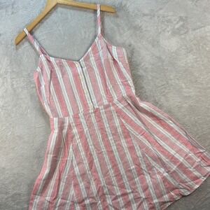 GAP Women's Striped Linen‎ Blend Sleeveless Button Front Sundress Pink M NWT